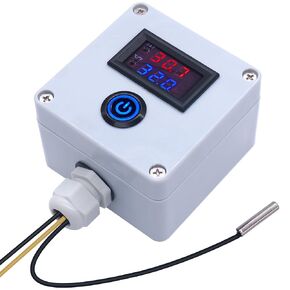 Twidec/DC 12V Temperature Controller Box Programmable -50 to 110 ℃ (-58 to 230 °F) Red/Blue LED Display Monitor Heating/Cooling Thermostat Control Module with NTC 10K Waterproof Sensor and Switch