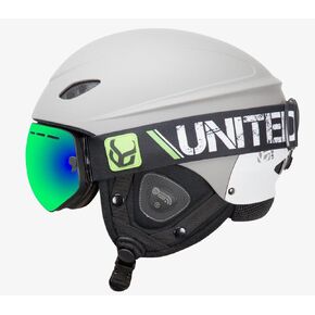 Demon United Phantom Helmet with Audio and Snow Supra Goggle (Grey, Large)