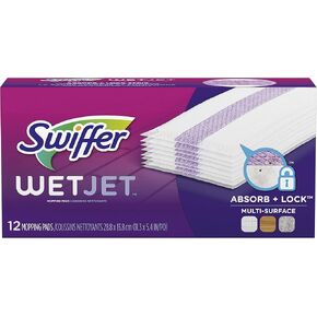 Swiffer WetJet Hardwood Floor Cleaner, Spray Mop Pad Refill, Multi Surface, 12 Count (Packaging May Vary), Pack of 8