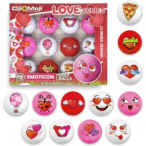 Emoticon Golf Ball Set Love Series, Valentine's Day Gift, 12-Pack Novelty Golf Gift, Golf Gift for Men, Dads, Women, Kids, Golf Accessories