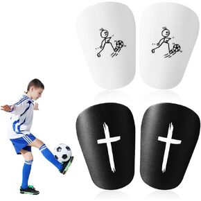 2 Pair Soccer Miniature Shin Guards, Anti-Slip Mini Soccer Jesus Shin Guards Small Protective Shin Guards Tiny Soccer Shin Pads Football Protective Gear for Men Women Youth(Black, White)