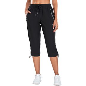 Holipick Women's Hiking Pants Lightweight Quick Dry Water Resistant Elastic Waist Outdoor Camping Travel Cargo Zipper Pockets