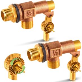 Blulu 2 Pcs 1/2 Inlet x Male Outlet Float Valve Water Tank Float Valve for Water Storage Equipment Water Tanks Water Towers Water Storage Tanks Bronze Water Trough Float Valve Stock Tank Float Valve