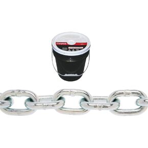 Campbell 0140523 System 3 Grade 30 Low Carbon Steel Proof Coil Chain in Round Pail, Zinc Plated, 5/16" Trade, 0.31" Diameter, 92' Length, 1900 lbs Load Capacity