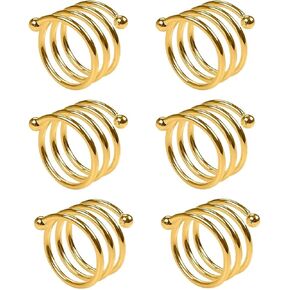 Gold Napkin Rings Set of 12 Metal Napkin Rings Dinner Napkin Holders for Cloth Napkins Thanksgiving Wedding Christmas Party Kitchen Table Decoration(12 Pcs Gold Spring)