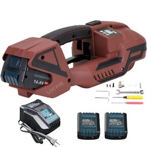 Electric Strapping Machine with LCD Screen Automatic 2 x 4000mah Battery Powered Portable Handheld Strap Tool for 1/2-5/8 in PP PET Straps Banding Box Pallet by LOCXVE