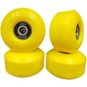 Skateboard Wheels, 52mm 95a, Set of 4 with Bearings (Yellow)