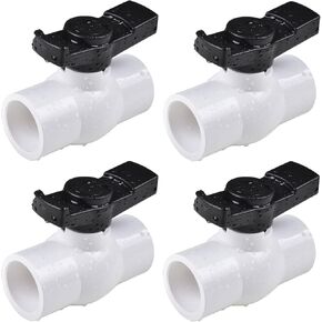 (4 Pcs) 1" PVC Ball Valve, Shut-Off PVC Ball Valve Socket with Upgrade Easy-Turn Handle for SCH40 PVC Pipe-Suitable for Swimming Pool, Water Project & Irrigation System, Rated at 150 PSI