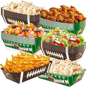 Football Party Paper Tray, 36 Pcs Football Food Trays Set Football Party Paper Food Trays Football Paper Snack Tray Football Trays for Food for Football Party Decorations Football Birthday Decorations