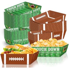 48 Pcs Football Party Decorations Paper Food Trays, Football Party Favors Food Trays Disposable Football Party Supplies Football Decor Serving Tray Birthday Bowl Party Food Boats Nacho Tray