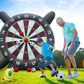 10FT Giant Inflatable Dartboard,Inflatable Soccer Dart Board Backyard Soccer Games with 370w Blower, 8 Soccer Balls,Large Kick Football Target Dartboard for Outdoor Yard Lawn Family Adult