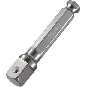 Stainless Steel 7/16-inch Hex to 1/2-inch Square Extension Impact Adapter Impact Driver Power Bit Compatible with 1/2" Electric Drill 7/16" Impact Drill