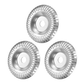 HARFINGTON 3Pcs Wood Carving Disk Grinder Wheel 4" Rotary Tool Arc Carving Disc Grinding Wheel with 5/8" Arbor for Woodworking Shaping Polishing, Silver Tone