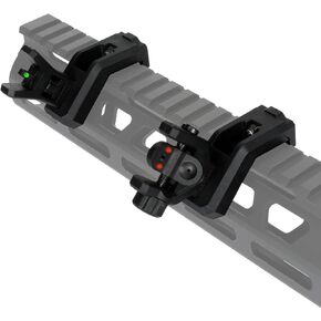 Nylon Fiber Optic Offset Sight,Low Profile 45 Degree Flip Up Front and Rear Backup Sights with Green Red Fiber Optics Dot,Spring-Loaded and Tool-Free Adjustment