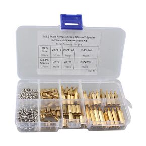 عام zde 160pcs m2.5 من الذكور أنثى hex العمود النحاس المربعة مسامير فاصل الطقم المكسرات مجموعة التشويش مع ملحقات تثبيت حالة التخزين للتوت PI 5 4 3B+ 3B Zero W