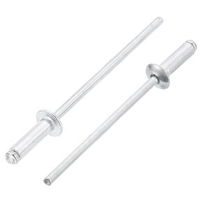 uxcell 50Pcs 3/16" x1/2" Aluminum Blind Rivets, Aluminum Grip and Steel Mandrel, Dome Head Long Split Rivets for Metal, Furniture, Automotive, Silver