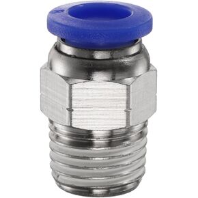 HARFINGTON 5pcs Push to Connect Fitting 12mm Tube OD x 1/4" NPT Thread Male Straight Quick Connector Copper Air Line Hose Fittings for Industry Air System PC12-N02, Blue