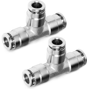 2Pcs 21838 Air Line Fittings Union Tee 1/4" Tube OD, 304 Stainless Steel Tee, Push to Connect Tube Fitting for Semi Truck Trailer Tractor Air Suspensions