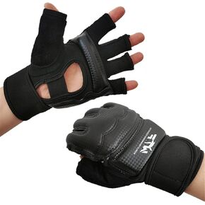 ATOOI Taekwondo Gloves, WTF Approved Training Boxing Muay Thai Training Martial Arts Sparring Punch Bag Half Finger Mitts Sparring Gloves for Men Women Kids (Black, Small)