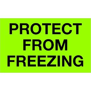 Tape Logic TLDL1329 Climate Labels "Protect from Freezing", 3" x 5", Fluorescent Green, 1 Roll of 500 Labels