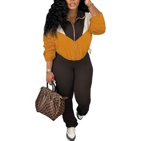 Molilove Womens 2 Piece Outfits Lounge Long Sleeve Zipper Cropped Jacket High Waist Bodycon Legging Tracksuit Workout Sets
