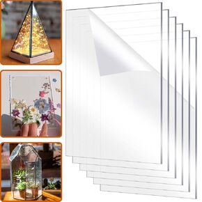 6 Pack Clear Acrylic Sheets 4" x 6" 1/8" Thick, Transparent Plastic Cast Plexiglass Sheet Board with Protective Film for Signs DIY Display Projects Craft Arts Photo Frames Laser Cutting Engraving