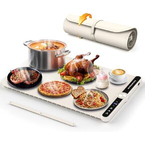 Warming Mat for Food,JUFUD2Y Electric Warming Tray with 9 Level Adjustable Temperature & 6 Hours Timer,Foldable Portable Food Warming Mat,Food Warmers for Parties,Buffet,Gatherings,Daily Use.