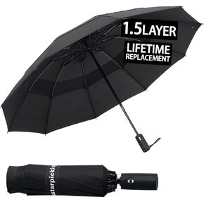 Umbrella Reverse Folding Umbrella Windproof Travel Umbrellas for Rain - Easy Auto Open Close, Durable & Compact Umbrella, Strong Fiberglass Frame, Waterproof Canopy - Backpack, Purse, Portable Umbrella for Travel