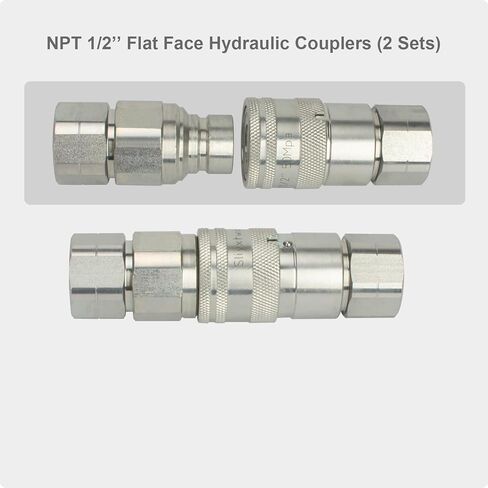 مجموعة توصيلات توصيلات الاتصال السريوليات ، NPT 1/2 "ISO16028 Skid Steer Flat Face Acplers مجموعة مع أغطية الغبار in Kuwait