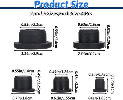 5sizizes قابس ثقب السيليكون 20pcs المقابس السوداء مقابس مقاومة للماء المقابس المطاطية للثغر in Saudi Arabia