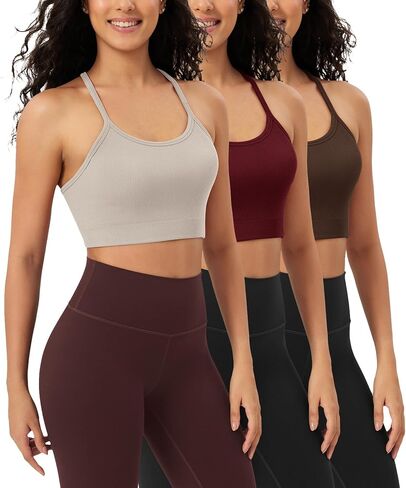 ODODOS Seamless Racerback Sports Bra for Women Ribbed Camisoles Non Padding Yoga Bra Crop Tank Tops in Saudi Arabia