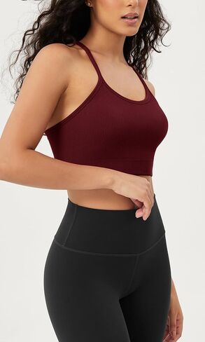 ODODOS Seamless Racerback Sports Bra for Women Ribbed Camisoles Non Padding Yoga Bra Crop Tank Tops in Saudi Arabia