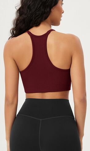 ODODOS Seamless Racerback Sports Bra for Women Ribbed Camisoles Non Padding Yoga Bra Crop Tank Tops in Saudi Arabia