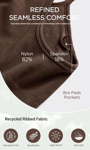 ODODOS Seamless Racerback Sports Bra for Women Ribbed Camisoles Non Padding Yoga Bra Crop Tank Tops in Saudi Arabia