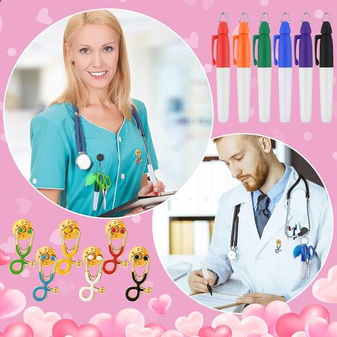 48 قطعة من هدايا التخرج لطلاب التمريض، تتضمن أقلامًا صغيرة وسلسلة مفاتيح LED ومقص قابل للطي ودبابيس بروش لسماعة الطبيب لطلاب الطب وتقدم ملحقات مكتب الممرضات in Kuwait