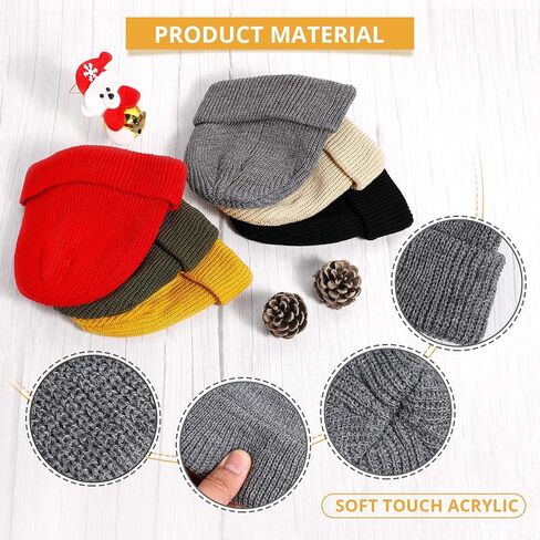 Geyoga 12 Pieces Trawler Beanie Hats Knit Cuff Beanie Roll-Up Edge Skull Cap Fisherman Beanie for Men Women in Kuwait