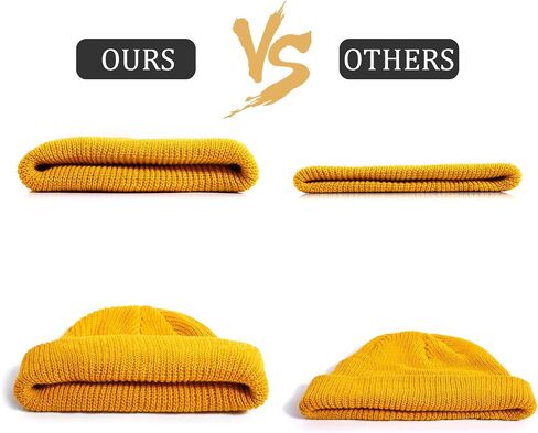 Geyoga 12 Pieces Trawler Beanie Hats Knit Cuff Beanie Roll-Up Edge Skull Cap Fisherman Beanie for Men Women in Kuwait