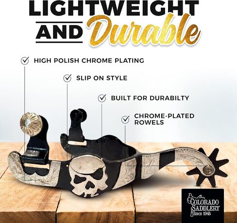 كولورادو سرجليري توتنهام Deadwood للرجال - الصلب الأسود ، توتنهام الأنيقة مع 1-1/4 "ثمانية نقاط الجليد - مثالية لركوب الدرب ، تاج الخيول ، تجهيز - في زوج in Kuwait