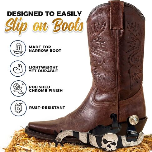 كولورادو سرجليري توتنهام Deadwood للرجال - الصلب الأسود ، توتنهام الأنيقة مع 1-1/4 "ثمانية نقاط الجليد - مثالية لركوب الدرب ، تاج الخيول ، تجهيز - في زوج in Kuwait