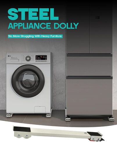 Appliance Rollers Heavy Duty Furniture Washing Machine Dolly Expandable Adjustable Steel Appliance Trolley Furniture Mover for Washing Machines, Dryers, Refrigerators, Furniture, Max 1540 lbs. 28.3in in Saudi Arabia