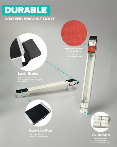 Appliance Rollers Heavy Duty Furniture Washing Machine Dolly Expandable Adjustable Steel Appliance Trolley Furniture Mover for Washing Machines, Dryers, Refrigerators, Furniture, Max 1540 lbs. 28.3in in Saudi Arabia