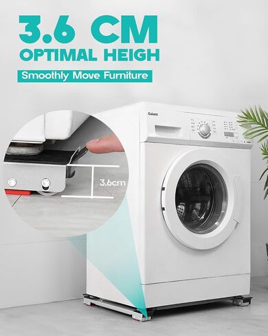Appliance Rollers Heavy Duty Furniture Washing Machine Dolly Expandable Adjustable Steel Appliance Trolley Furniture Mover for Washing Machines, Dryers, Refrigerators, Furniture, Max 1540 lbs. 28.3in in Saudi Arabia