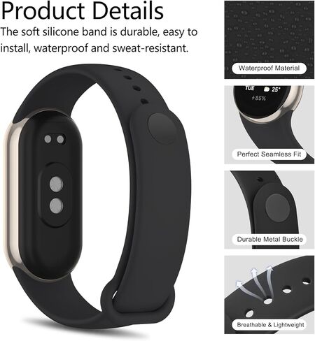 نطاقات Meliya متوافقة مع Xiaomi Smart Band 9 / Xiaomi Smart Band 8 للنساء الرجال ، حزام معصم رياضة قابلة للتعديل من سيليكون ناعمة ل Xiaomi الذكية 9/8 in Saudi Arabia