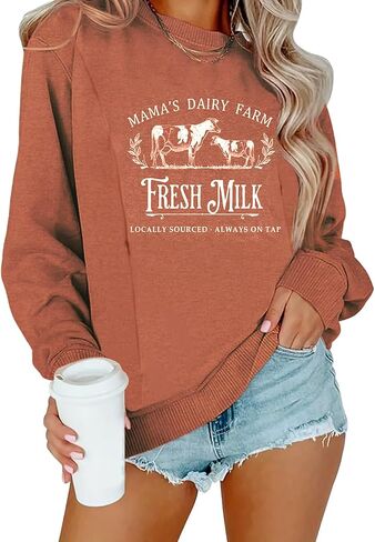 Women Nursing Sweatshirts for Breastfeeding Zip Nursing Friendly Maternity Sweater Mama's Daily Farm Fresh Milk Pullover Tops in Kuwait