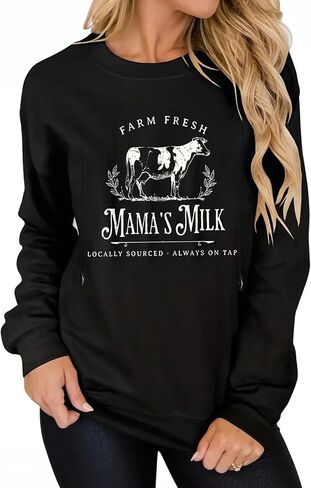Women Nursing Sweatshirts for Breastfeeding Zip Nursing Friendly Maternity Sweater Mama's Daily Farm Fresh Milk Pullover Tops in Kuwait