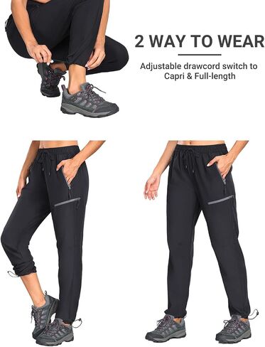 Holipick Women's Hiking Pants Lightweight Quick Dry Water Resistant Elastic Waist Outdoor Camping Travel Cargo Zipper Pockets in Saudi Arabia