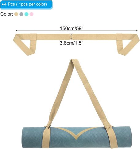 PATIKIL Yoga Mat Strap Adjustable Yoga Mat Carrier Straps Sling Cotton Anti Slip Mat Holder Stretching Band for Exercise in Kuwait