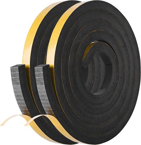شريط رغوة الرغوة اللاصقة ذاتيا weathersstrip 1/2in × 1/4in × 42 قدم شريحة عزل الرغوة عالية الكثافة ختم الرغوة تجريد الطقس مع لاصق قوي للباب ونافذة عزل الصوت in Kuwait