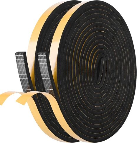 شريط رغوة الرغوة اللاصقة ذاتيا weathersstrip 1/2in × 1/4in × 42 قدم شريحة عزل الرغوة عالية الكثافة ختم الرغوة تجريد الطقس مع لاصق قوي للباب ونافذة عزل الصوت in Kuwait
