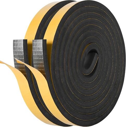 شريط رغوة الرغوة اللاصقة ذاتيا weathersstrip 1/2in × 1/4in × 42 قدم شريحة عزل الرغوة عالية الكثافة ختم الرغوة تجريد الطقس مع لاصق قوي للباب ونافذة عزل الصوت in Kuwait